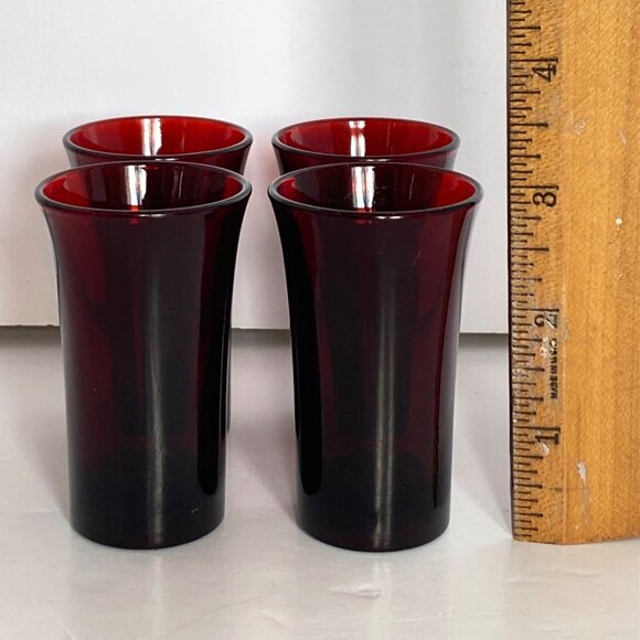 Anchor Hocking Royal Ruby 1.5 Oz Shot Whiskey Glasses Slender 3in Vtg Barware - Picture 6 of 6